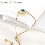 Eye Charm Bracelet for Women Adjustable Bangles Copper Jewelry Gift
