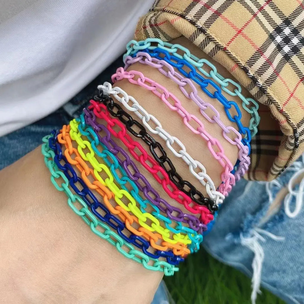 Bohemian Enamel Bracelet - Colorful Metal Chain for Women