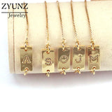 Metal Chain Bracelet CZ Initial Letter Bar Femme Jewelry