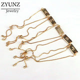 Metal Chain Bracelet CZ Initial Letter Bar Femme Jewelry