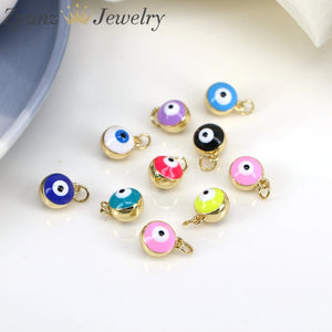 10PCS Evil Eye Beads Charms Multicolor Enamel Pendant for DIY Jewelry