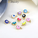 10PCS Evil Eye Beads Charms Multicolor Enamel Pendant for DIY Jewelry