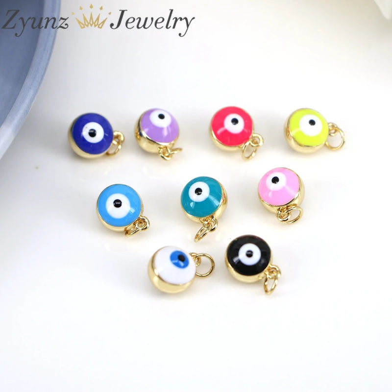10PCS Evil Eye Beads Charms Multicolor Enamel Pendant for DIY Jewelry