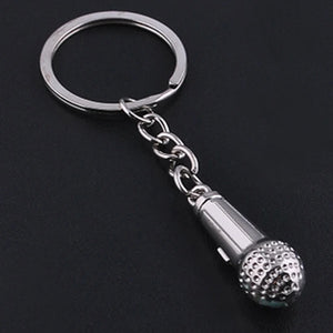 Microphone Style Keychain Charm Unisex Car Key Ring Holder Alloy Keyfobs