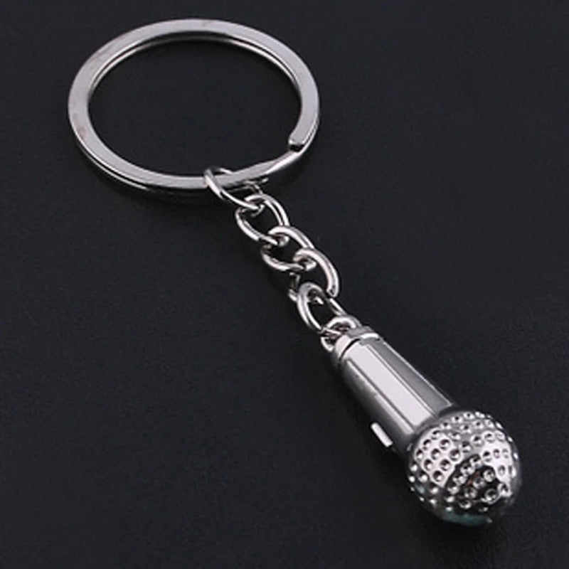 Microphone Style Keychain Charm Unisex Car Key Ring Holder Alloy Keyfobs