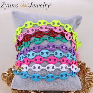 10PCS Mix Coffee Bean Link Chain Bracelet Metal Jewelry Woman Girl Gift