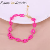 10PCS Mix Coffee Bean Link Chain Bracelet Metal Jewelry Woman Girl Gift