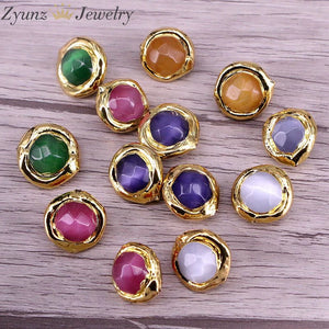 10PCS Mix Cat Eye Stone Beads Rondelle Spacer Faceted Stone Loose Bead
