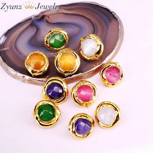 10PCS Mix Cat Eye Stone Beads Rondelle Spacer Faceted Stone Loose Bead