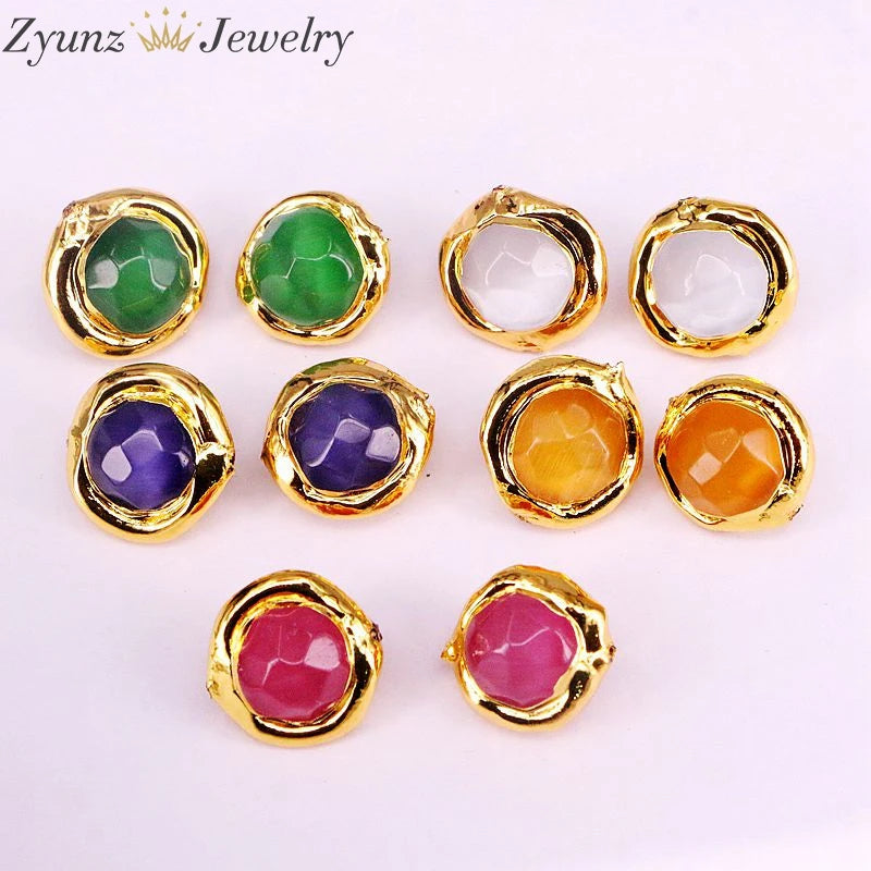 10PCS Mix Cat Eye Stone Beads Rondelle Spacer Faceted Stone Loose Bead