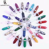 10PCS Mixed Colors Stone Pendants for Diy Jewelry Making