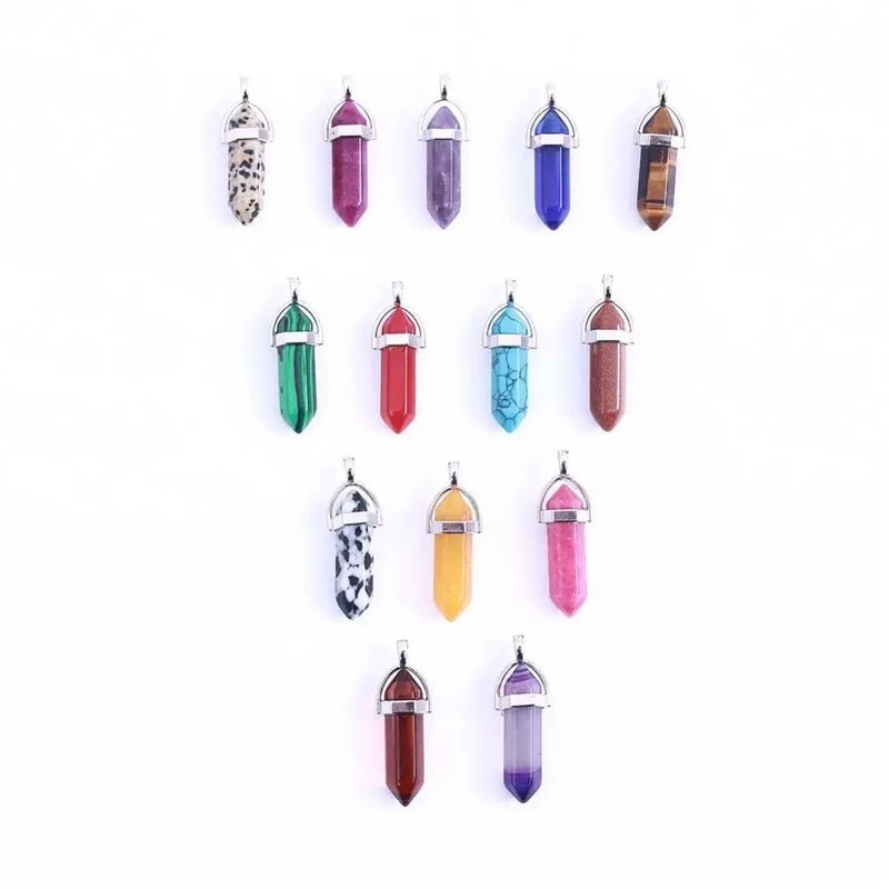 10PCS Mixed Colors Stone Pendants for Diy Jewelry Making