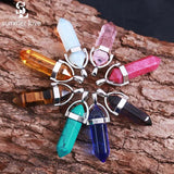10PCS Mixed Colors Stone Pendants for Diy Jewelry Making