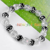 10PCS Mixed colors Silver Plated Flower Crystal Bangle BR12