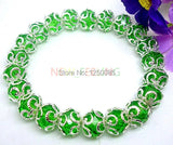 10PCS Mixed colors Silver Plated Flower Crystal Bangle BR12