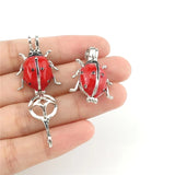 10PCS Ladybug Pearl Cage Locket Aromatherapy Diffuser Pendant for Gift