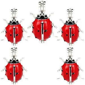 10PCS Ladybug Pearl Cage Locket Aromatherapy Diffuser Pendant for Gift