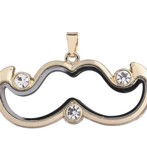 10PCS Mustache Corner Rhinestone Floating Locket Alloy Pendant Charms