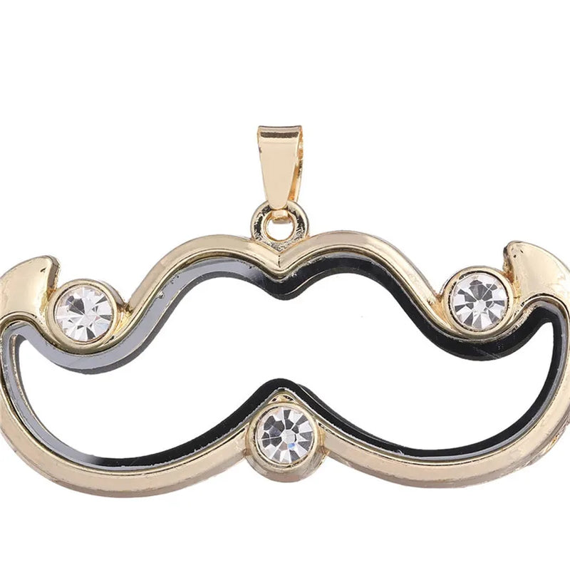 10PCS Mustache Corner Rhinestone Floating Locket Alloy Pendant Charms
