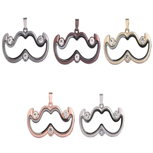 10PCS Mustache Corner Rhinestone Floating Locket Alloy Pendant Charms