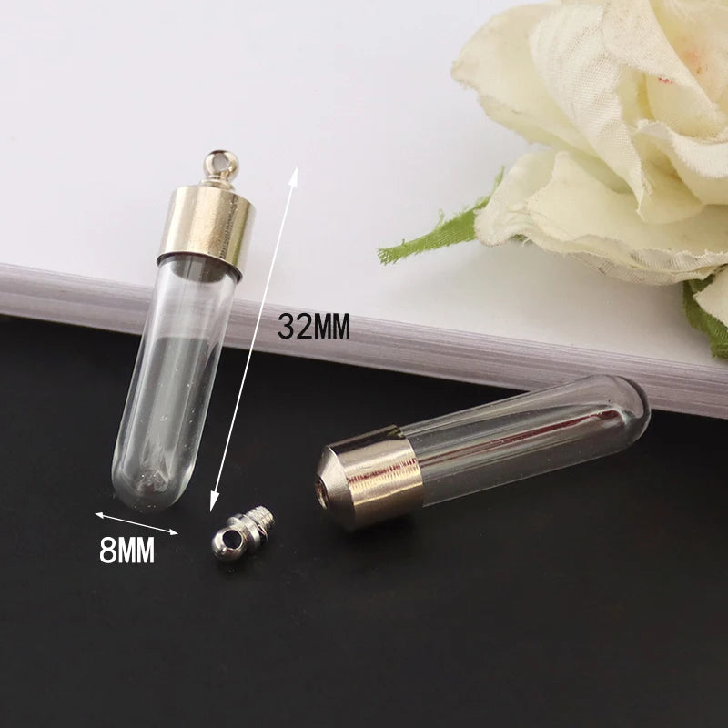 10PCS Rice Art Vials for Jewelry Pendant with Name DIY Wishing Bottle