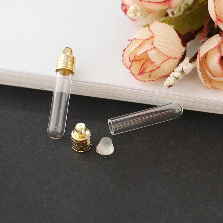 10PCS Name on Rice Pendant 6MM Glass Vials Mother's Gift Necklace