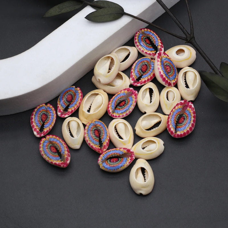 10PCS Freshwater Shell Pendant Mixed Printing Conch Shell Charms