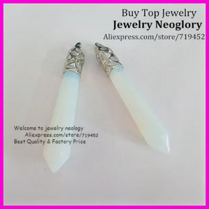 10PCS Opalite Long Point Pendulum Pendant Hexagon Healing Crystal Quartz Wand