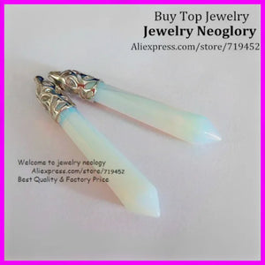 10PCS Opalite Long Point Pendulum Pendant Hexagon Healing Crystal Quartz Wand