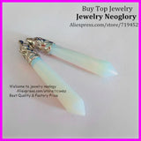 10PCS Opalite Long Point Pendulum Pendant Hexagon Healing Crystal Quartz Wand