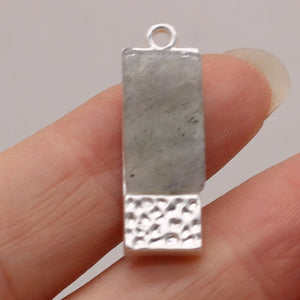 10PCS Natural Stone Clear Quartz Rectangle Gem Pendant For Charm Jewelry Making