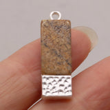 10PCS Natural Stone Clear Quartz Rectangle Gem Pendant For Charm Jewelry Making