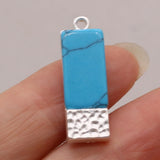 10PCS Natural Stone Clear Quartz Rectangle Gem Pendant For Charm Jewelry Making
