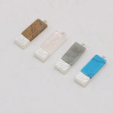 10PCS Natural Stone Clear Quartz Rectangle Gem Pendant For Charm Jewelry Making