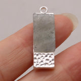 10PCS Natural Stone Clear Quartz Rectangle Gem Pendant For Charm Jewelry Making