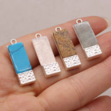 10PCS Natural Stone Clear Quartz Rectangle Gem Pendant For Charm Jewelry Making