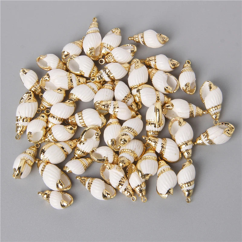 10PCS Tiny Conch Cowrie Shell Charms for DIY Jewelry Making Necklace Bracelet