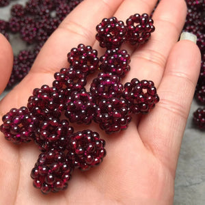 10PCS Garnet Natural Stone 11mm Ball Beads DIY Necklace Bracelet Jewelry