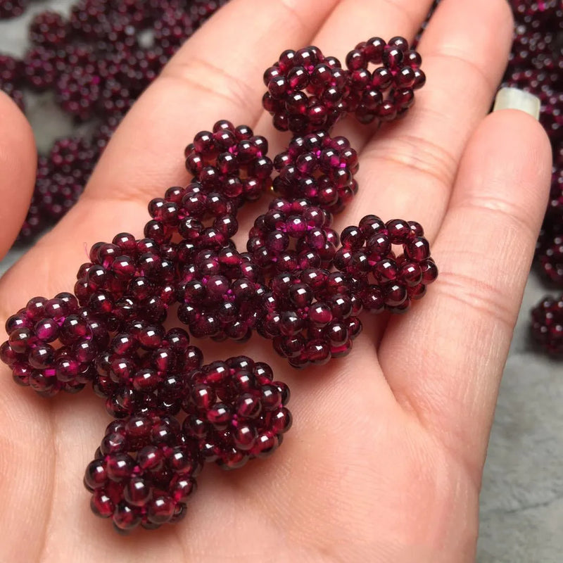 10PCS Garnet Natural Stone 11mm Ball Beads DIY Necklace Bracelet Jewelry