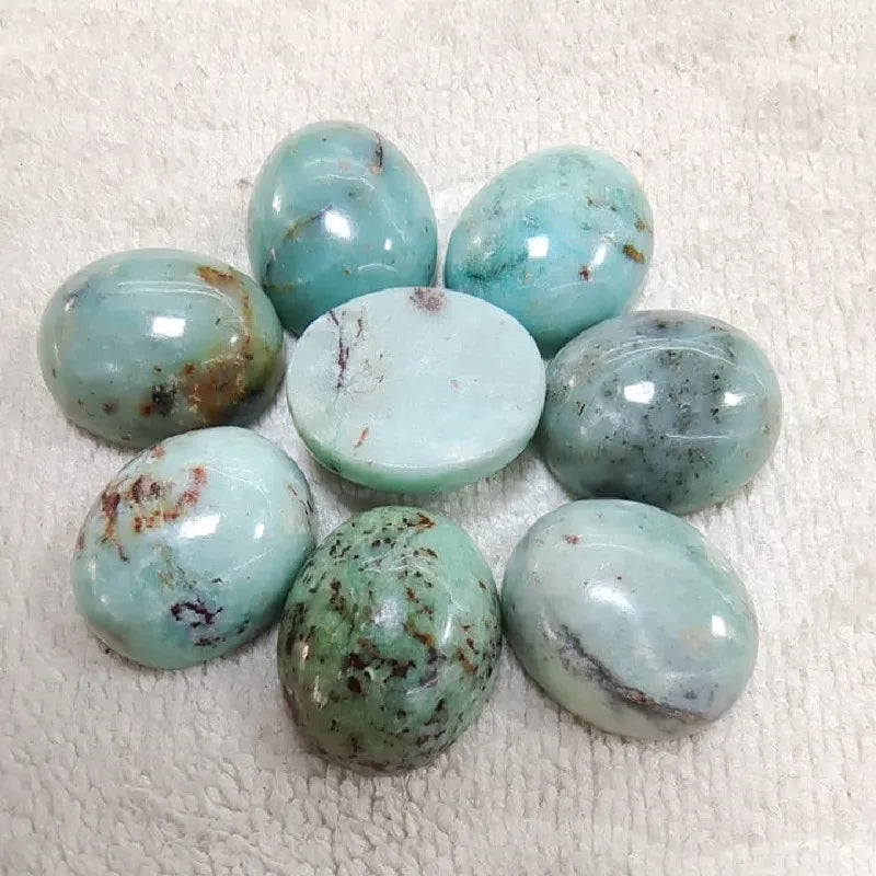 10PCS Amazonite Stone Cabochons Oval Shape No Hole DIY Beads Accessories