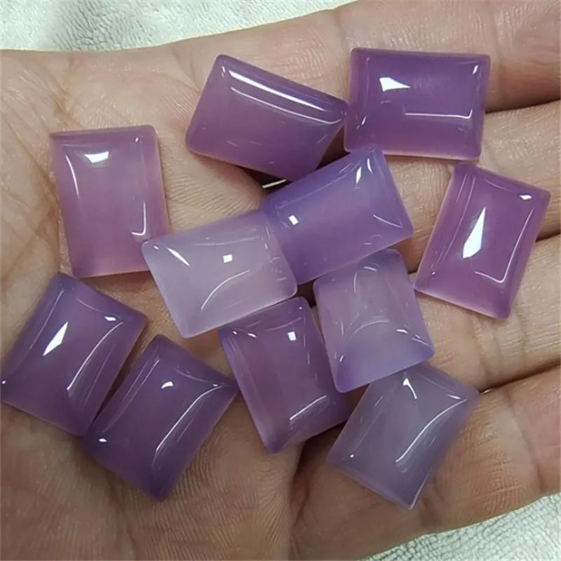 10PCS Purple Jade Cabochons 13X18MM Rectangle Shape DIY Jewelry Accessories