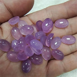 10PCS Nature Purple Jade Stone Cabochons Oval Shape Semi Precious Beads DIY