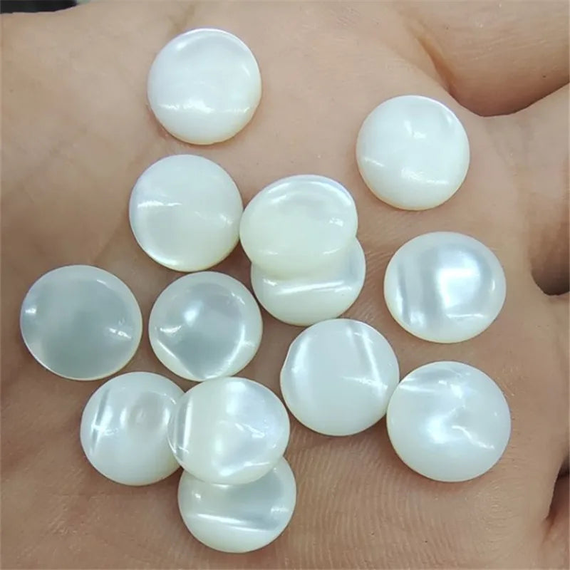 10PCS Saltwater Shell Cabochons Sea Mother Of Pearl Cabs Round 10MM