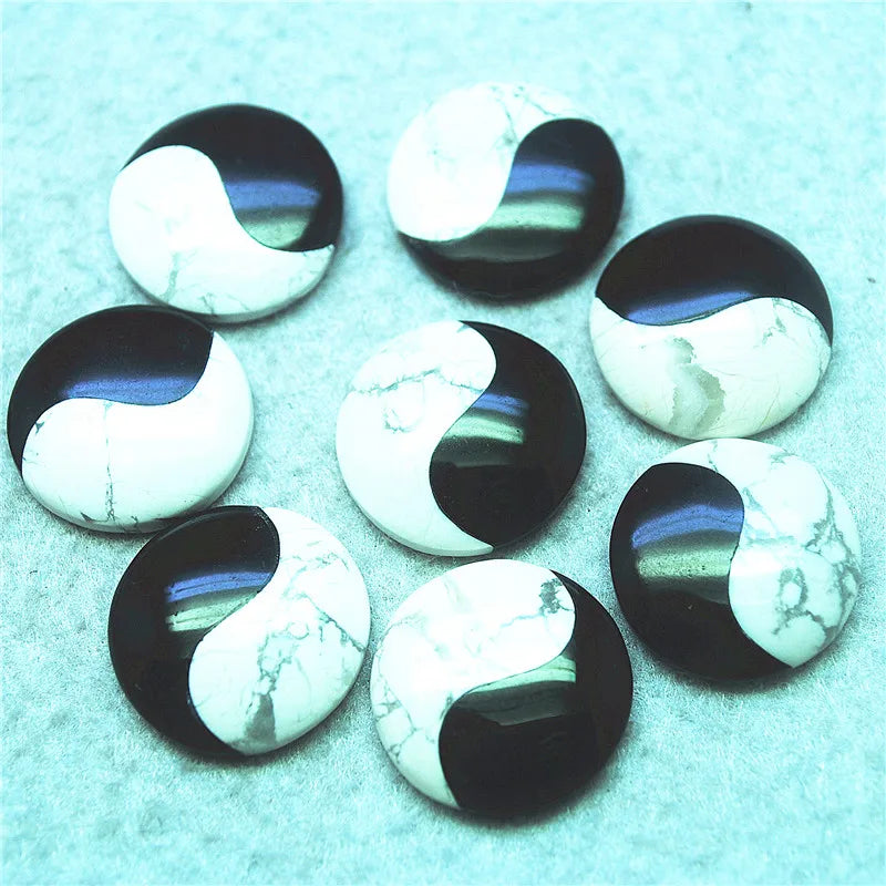 10PCS Tai Chi Stone Cabochons No Hole 22MM Round Shape DIY Jewelry