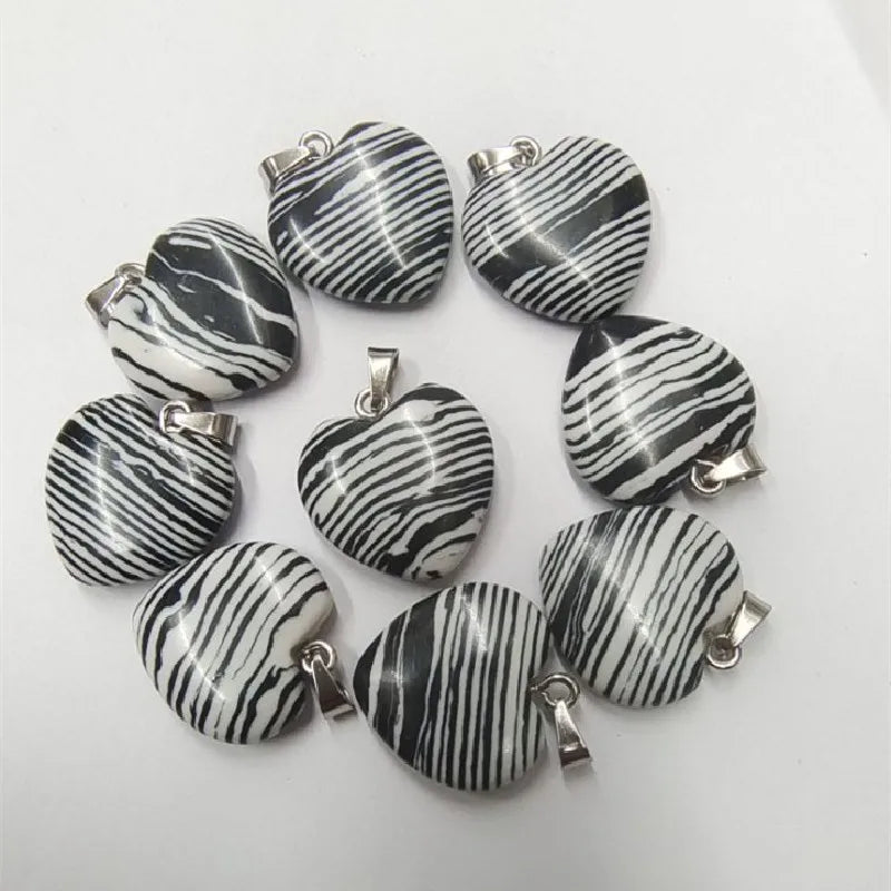10PCS Heart Shape Stone Pendants for Women Bracelet Making