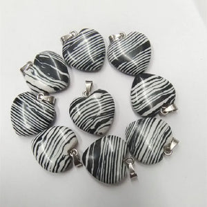 10PCS Heart Shape Stone Pendants for Women Bracelet Making