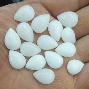 10PCS Nature Jade Stone Cabochons Tear Drops Waters 10X14MM 18X25MM DIY Beads