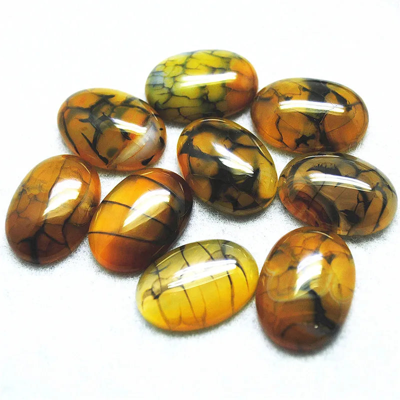 10PCS 18x25mm Nature Crack Stone Cabochons for Rings Making Jewelry Fitting