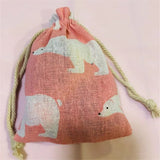 10PCS Nature Fabric Pouch Jewelry Bags Flamingo Owl North Bear Designs