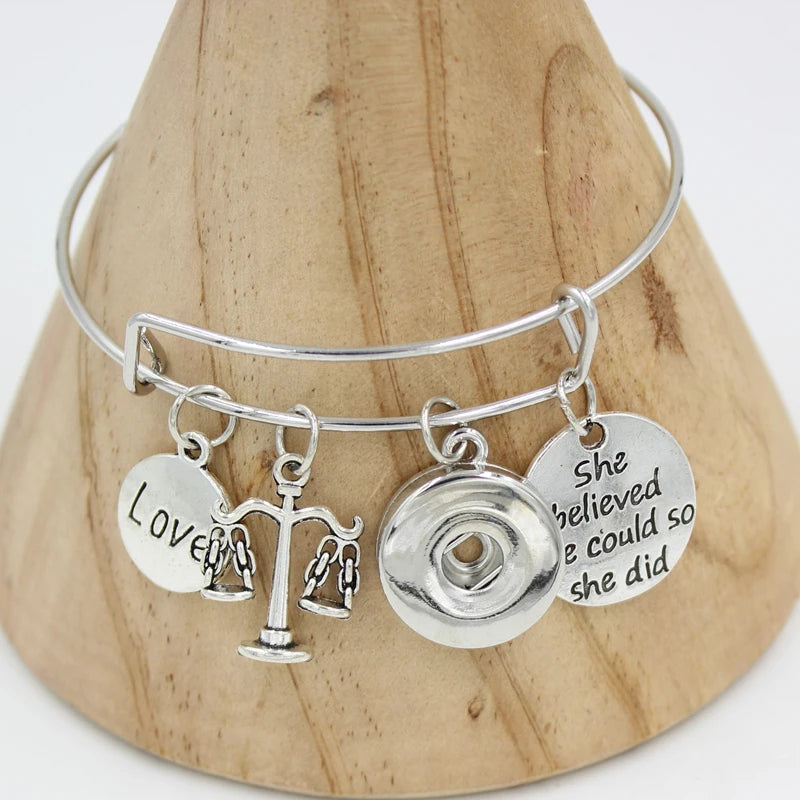 10PCS Snap Jewelry Charms Scales of Justice Bracelet Gift